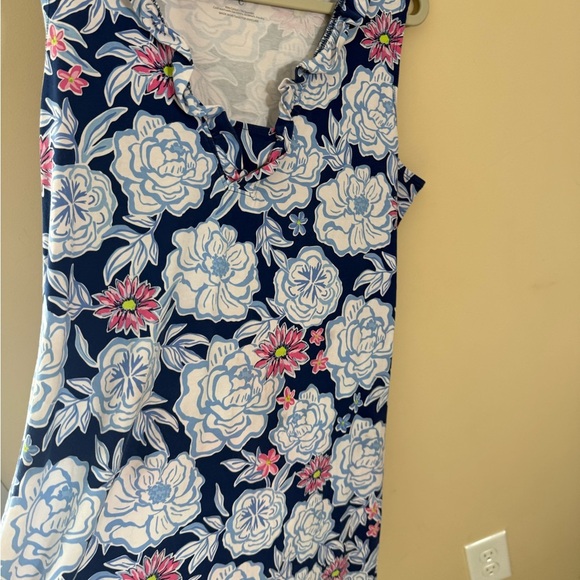 AnaClare dress blue floral sleeveless cotton spandex size XL - Picture 4 of 6